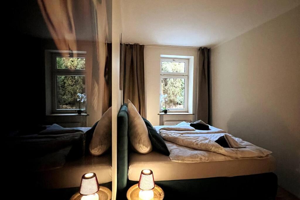 Soul-Apartment Terrasse Privat-Parkplatz Boxspringbett 55Zoll Tv Wlan Leipzig Extérieur photo